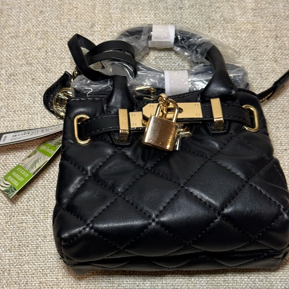 NWT‎ Badgley Mishka Black Mini Diamond Quilted Tote Gift Stocking Stuffer - Picture 4 of 6